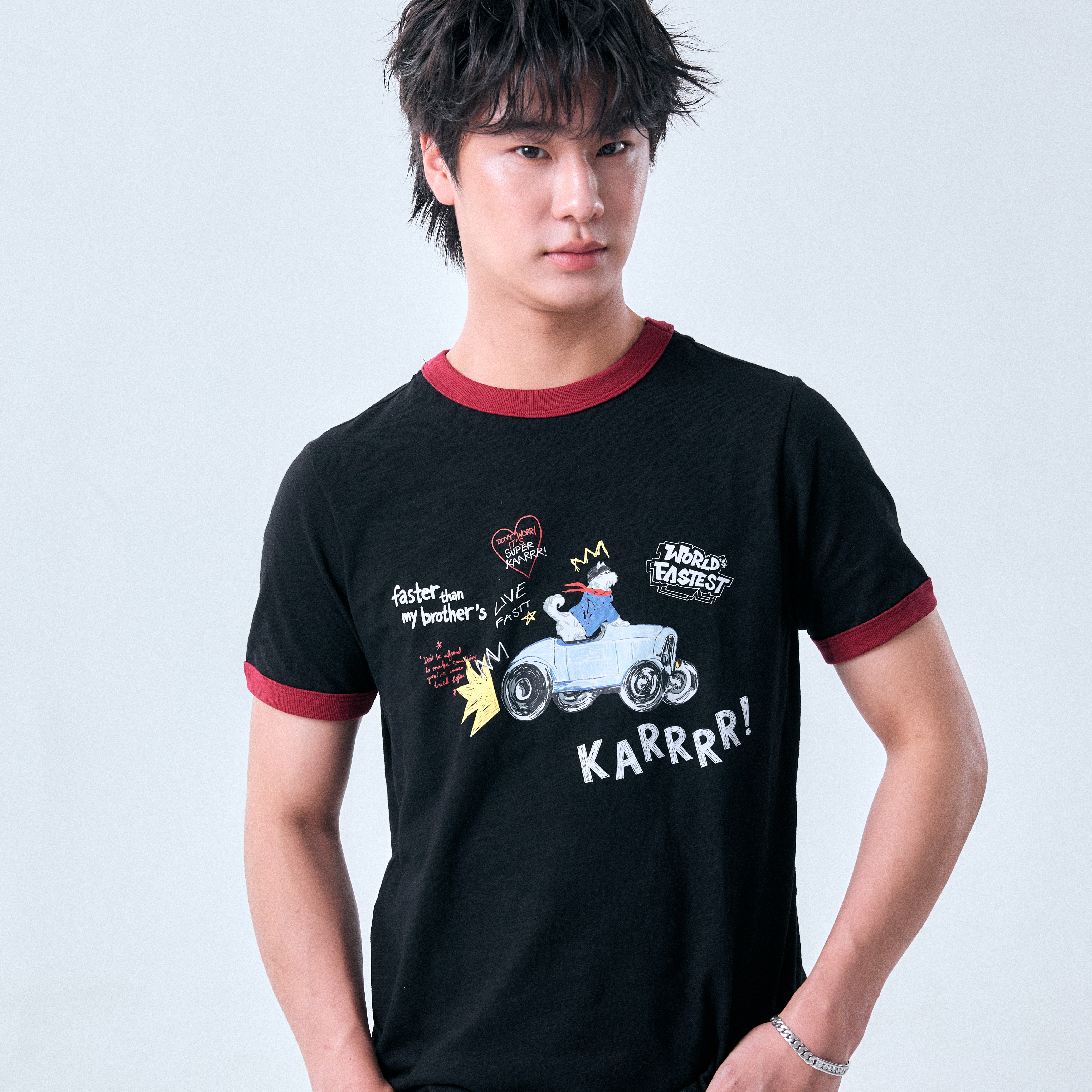 KARRR RINGER TEE (BLACK / RED)