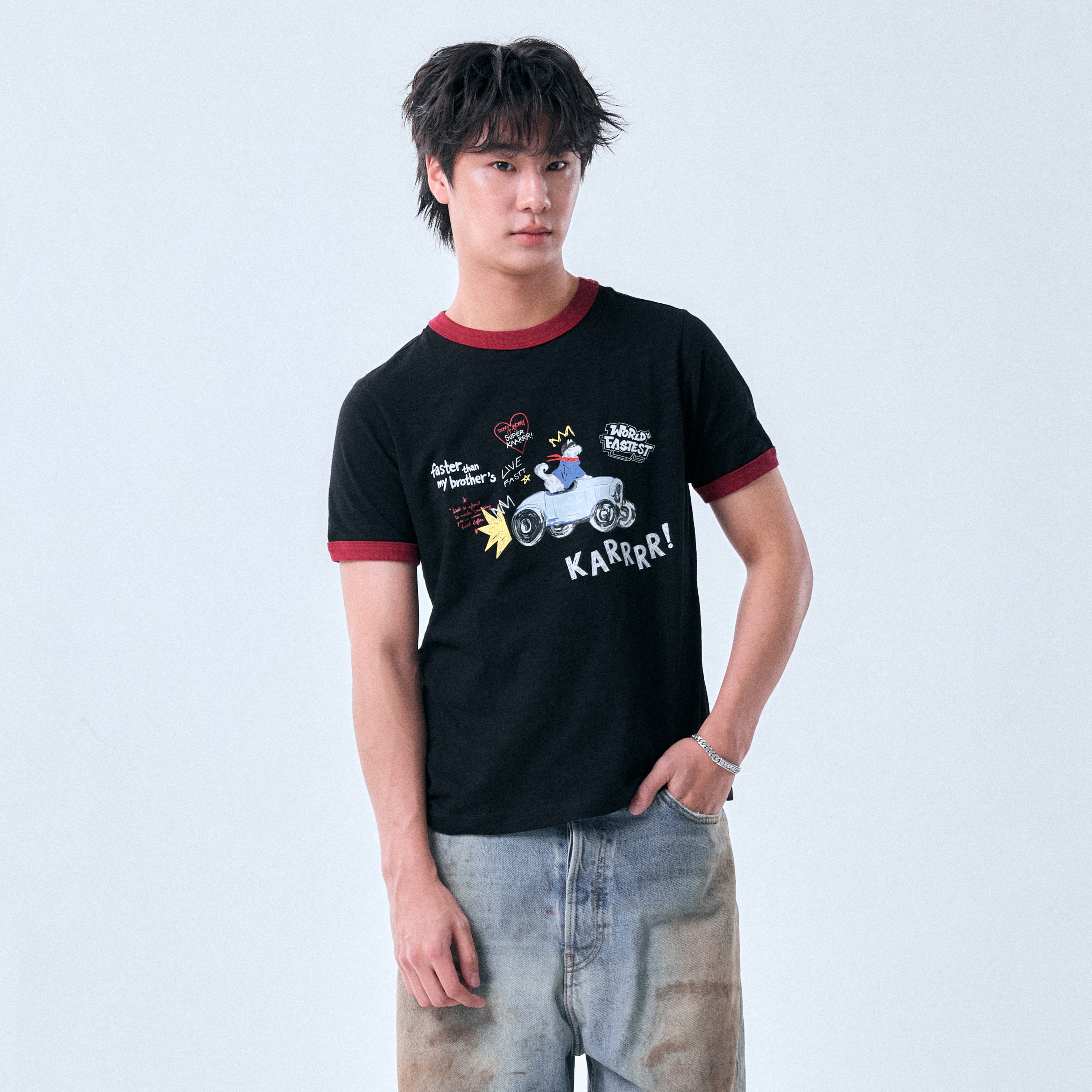 KARRR RINGER TEE (BLACK / RED)