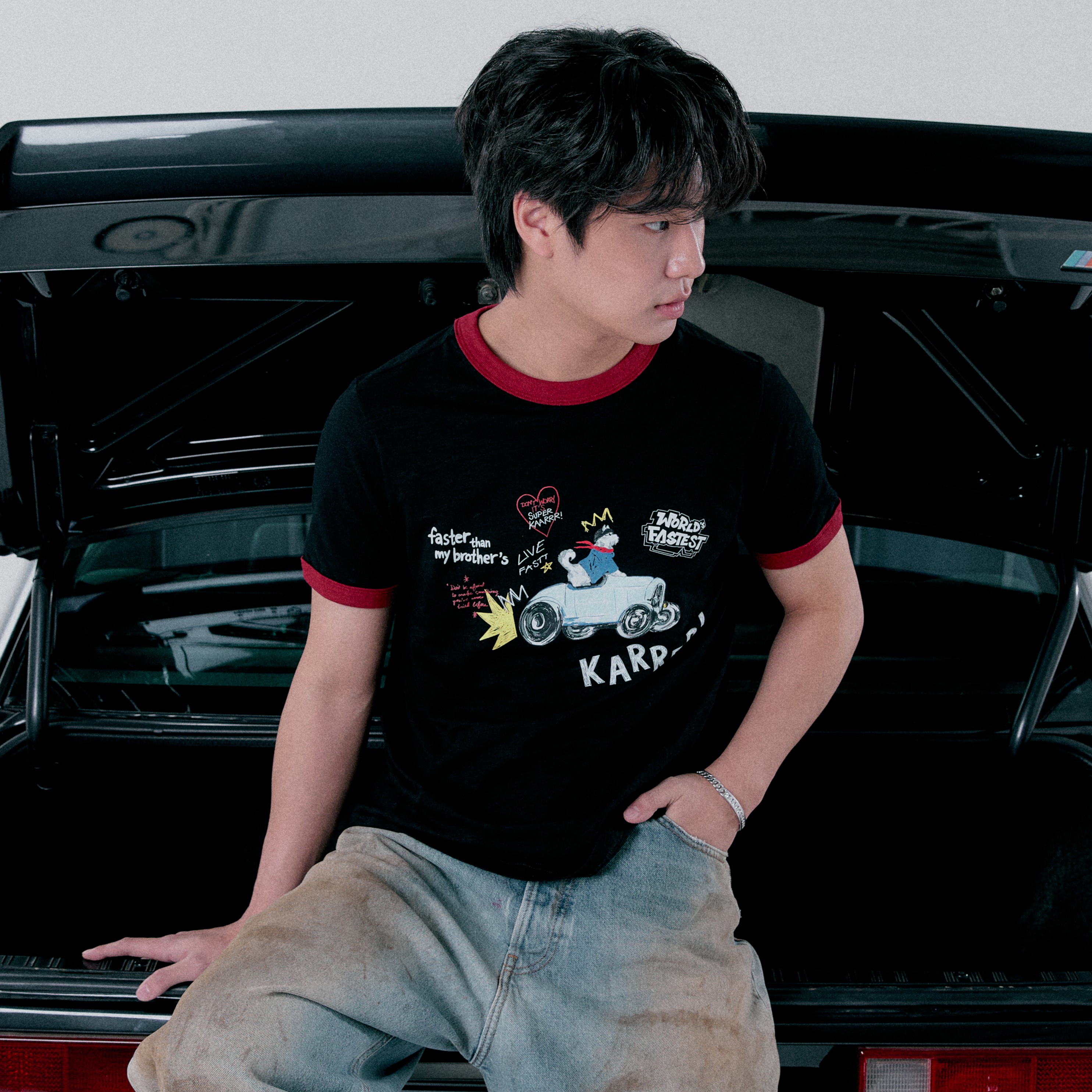 KARRR RINGER TEE (BLACK / RED)